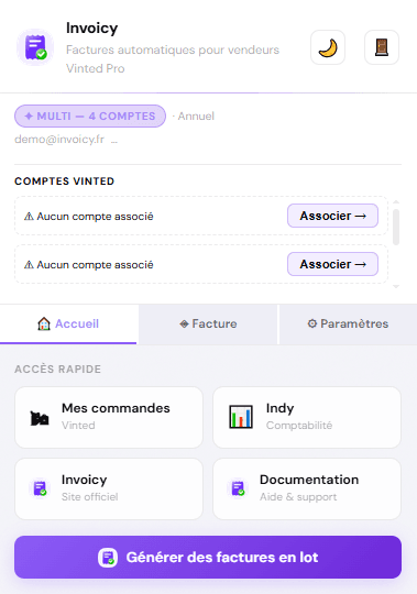 Interface principale Invoicy